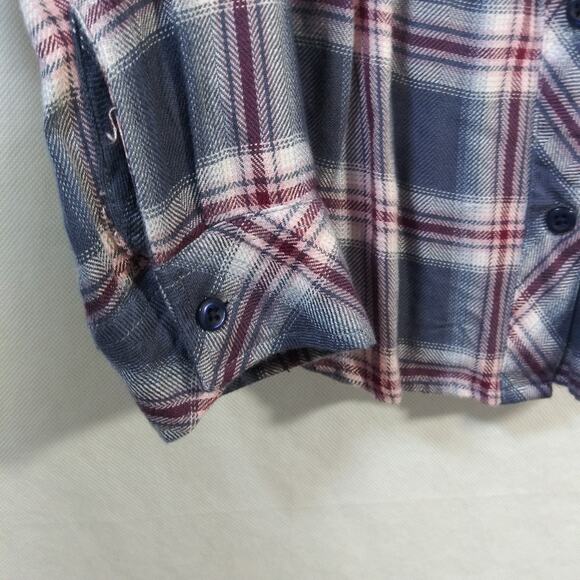 Altar'd State Peri Pink Plaid Flannel Top Size Small - Picture 5 of 7